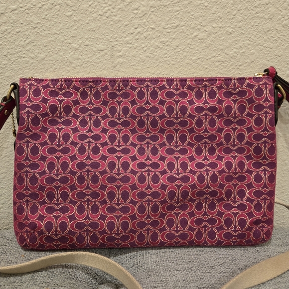 Coach Poppy Signature Metallic East West Swingpack Crossbody Bag in Pink - Picture 10 of 12